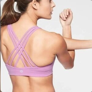 Athleta Hyper Focused Bra Mesh Lining Strappy Racerback Violet